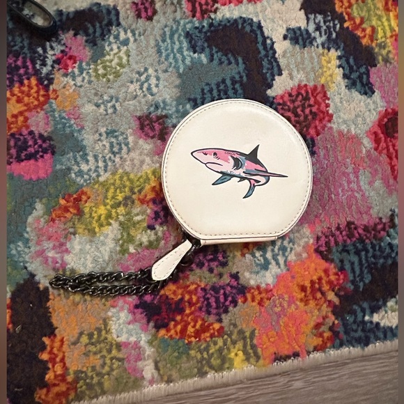 Coach Handbags - NWOT Coach Mako Shark Circle Coin Wallet Purse With Chain